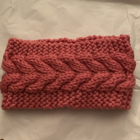 Pink Knitted Wool Empty Top Hat Headband Ear-warmers. - Picture 3 of 4